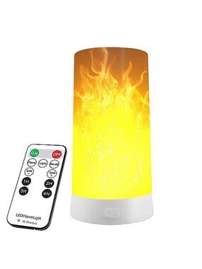 LED Flame Effect Light USB Rechargeable Remote Timer 4 Modes Waterproof Decor